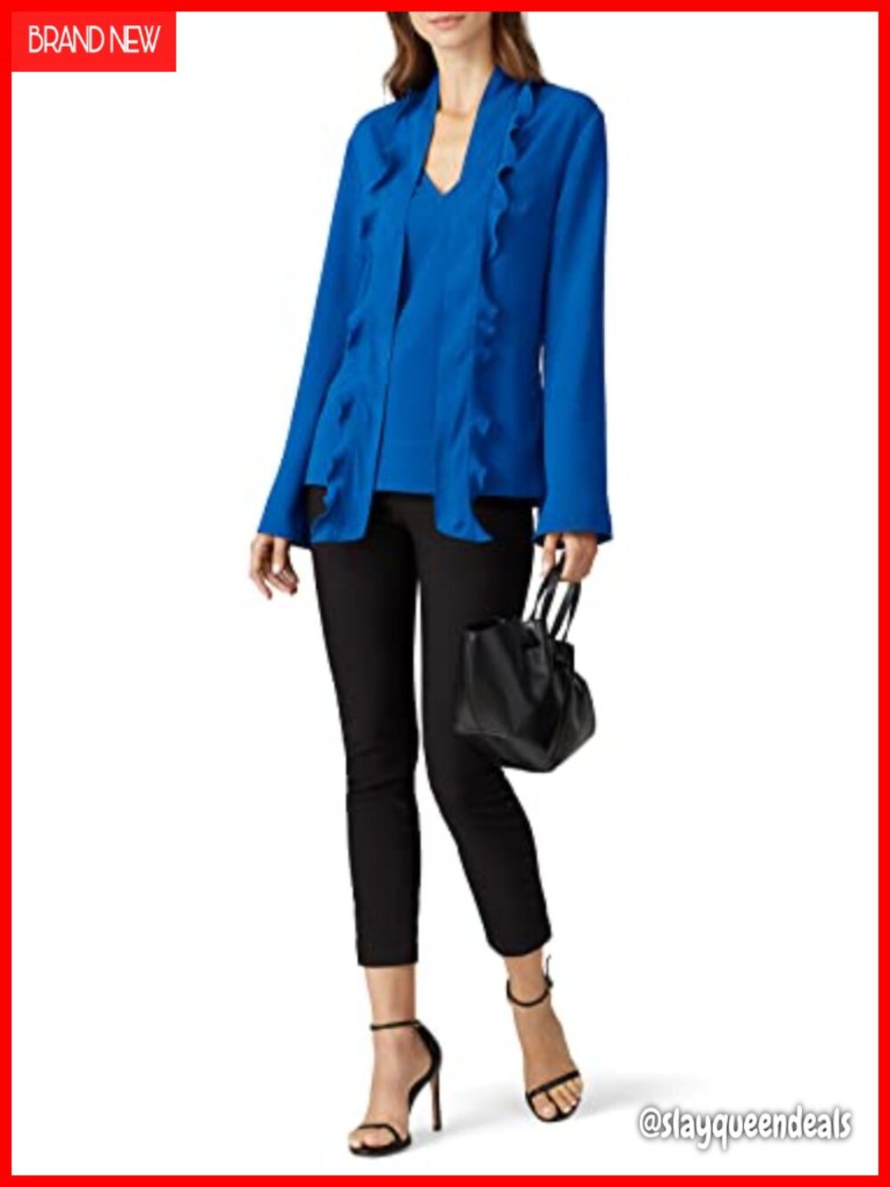 Ruffle Scarf Neck Blouse Long Sleeve Loose Fit Pull On
